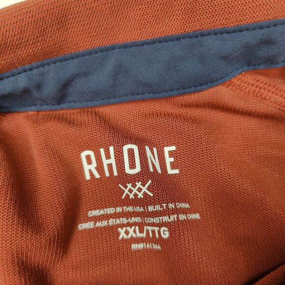 Rhone Delta Pique Polo Shirt Mens XXL 2XL Red Short Sleeve Stretch Commuter - Picture 4 of 8